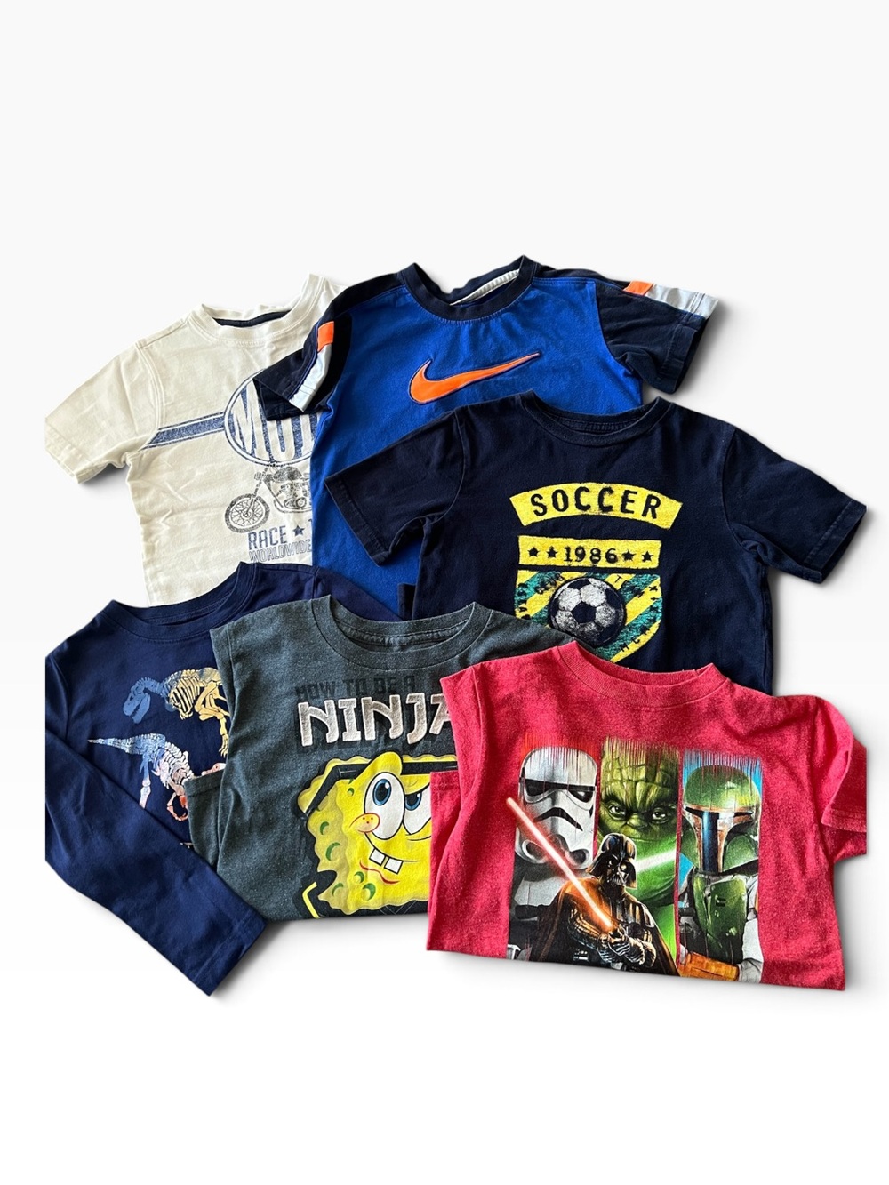 Boys 4T 5T Graphic Shirt Bundle Nike Gap Star Wars SpongeBob 6 Pc